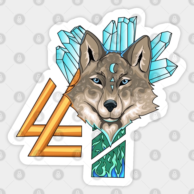 wolf of the mountains Sticker by MiaArt365